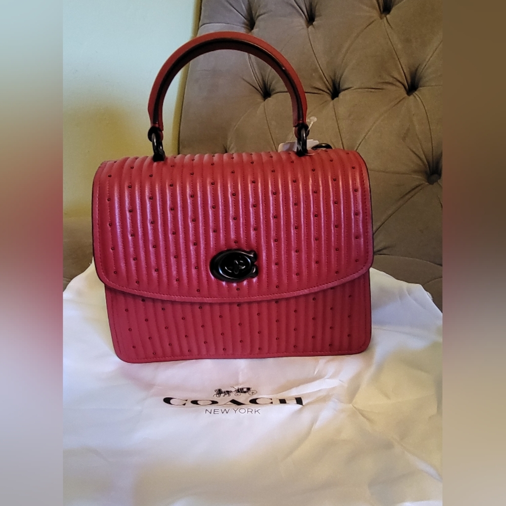 COACH PARKER TOP HANDLE WITH QUILTING AND RIVETS BAG